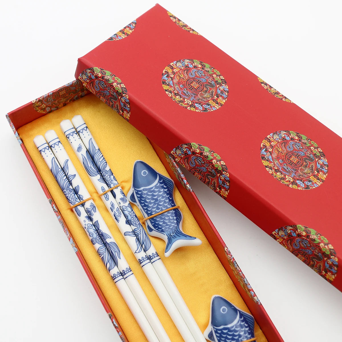 The Art of Porcelain: Jingdezhen Ceramic Chopsticks Set (2 Pairs)