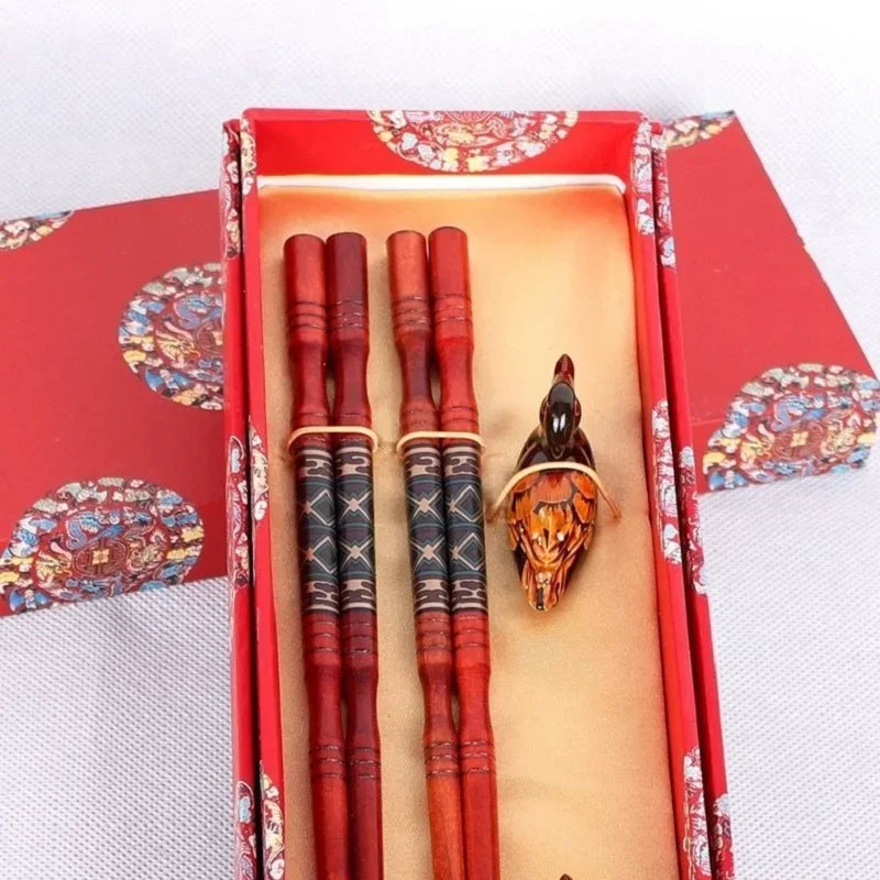 Chinese Dragon and Phoenix Design Chopsticks Set (2 Pairs)