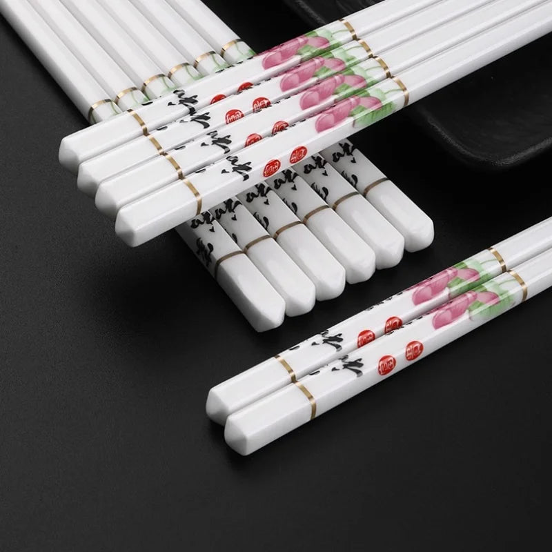 Drop-Proof Ceramic Chopsticks Set (5/10 Pairs)
