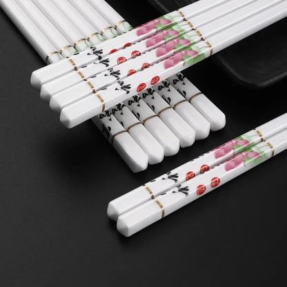 Drop-Proof Ceramic Chopsticks Set (5/10 Pairs)