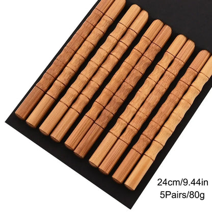 Non Slip Multi Color Bamboo Chopsticks Set (5 Pairs)