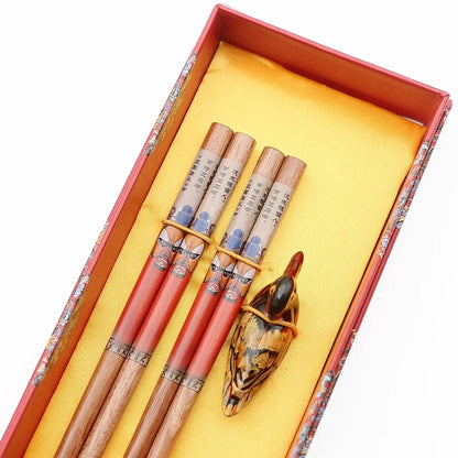 Chinese Dragon and Phoenix Design Chopsticks Set (2 Pairs)