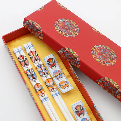 The Art of Porcelain: Jingdezhen Ceramic Chopsticks Set (2 Pairs)