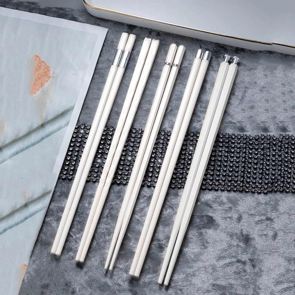 Artistic Chinese Style Alloy Chopsticks (5 Pairs) - Aptiaide14:2000001955 Pairs BlackG Mix
