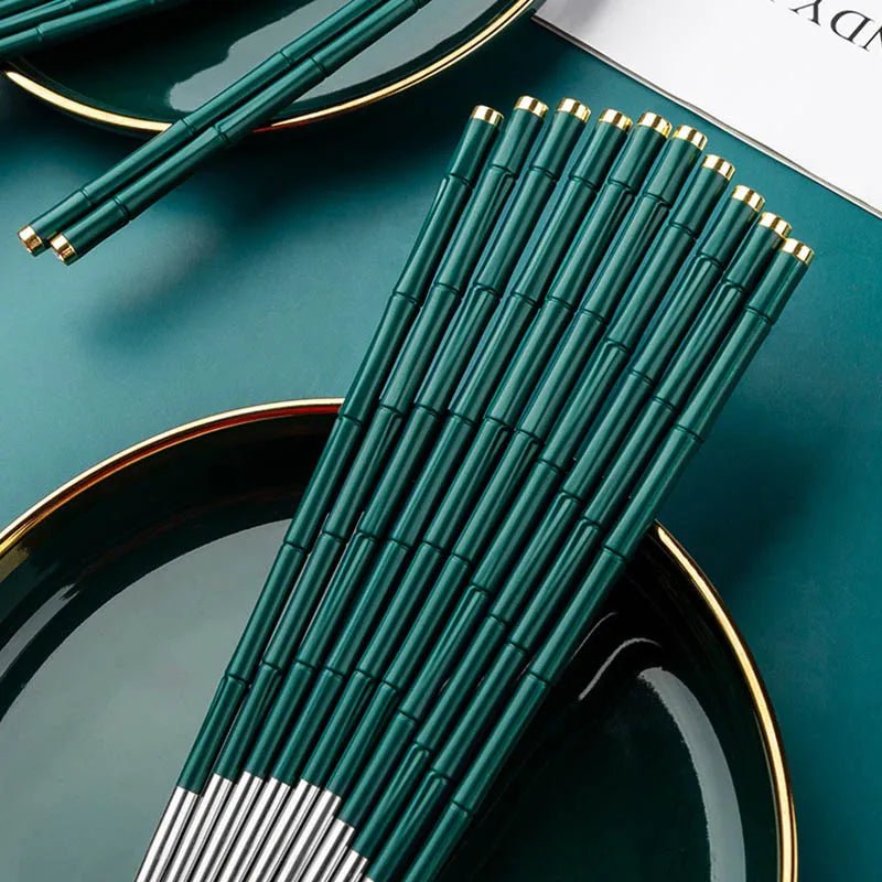 Bamboo Model Fiberglass Alloy Chopsticks Set (10 Pairs) - Aptiaide14:19310 pairs-1