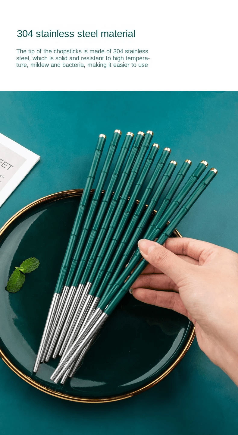 Bamboo Model Fiberglass Alloy Chopsticks Set (10 Pairs) - Aptiaide14:19310 pairs-1