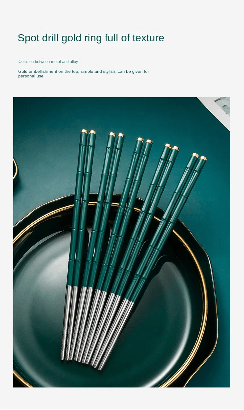 Bamboo Model Fiberglass Alloy Chopsticks Set (10 Pairs) - Aptiaide14:19310 pairs-1