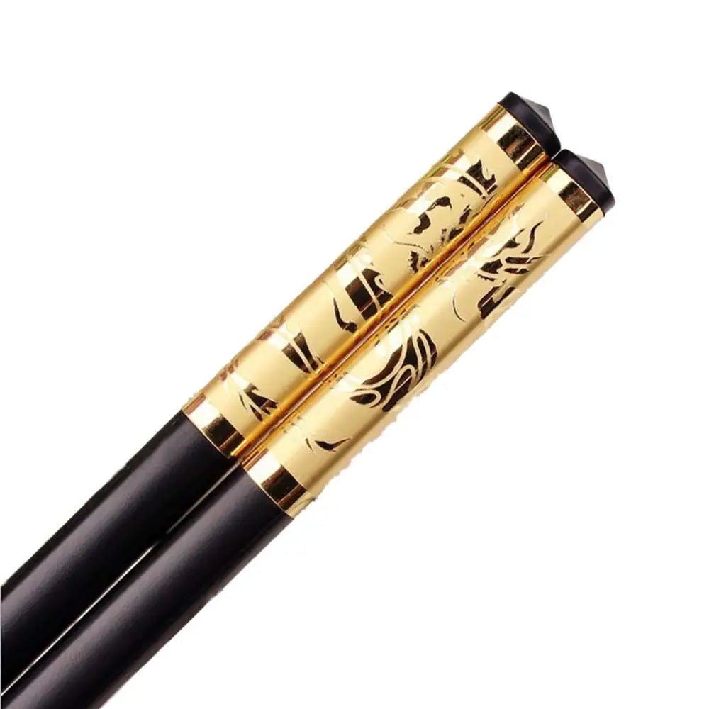 Black Alloy Chinese Tableware Chopsticks (1 Pair) - Aptiaide14:10All Gold