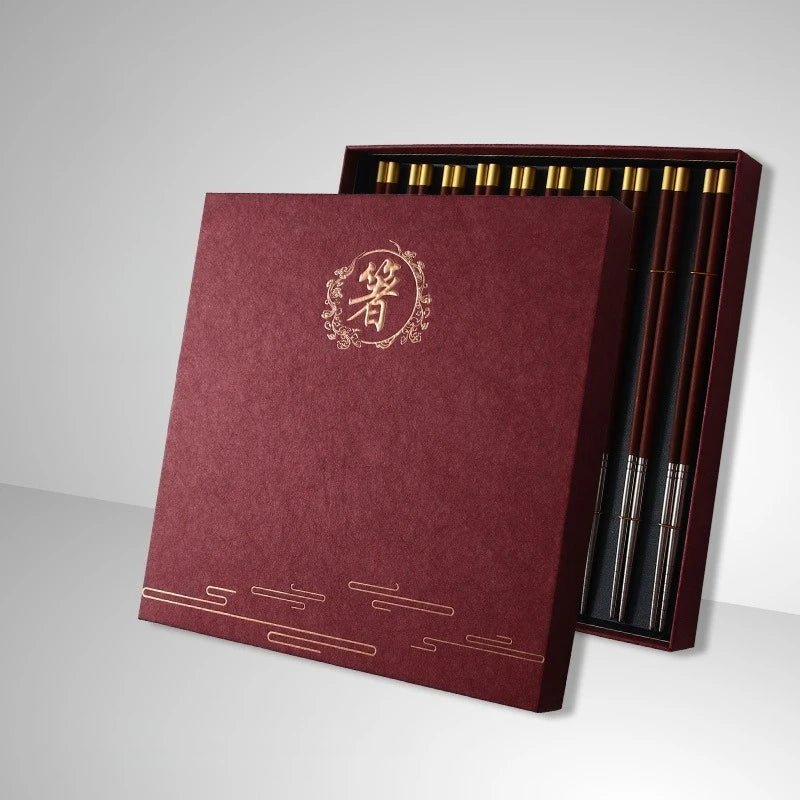 Chicken Wing Wood Stainless Steel Chopsticks Gift Set (2/10 Pairs) - Aptiaide14:20000369910 pairs of blue B-9