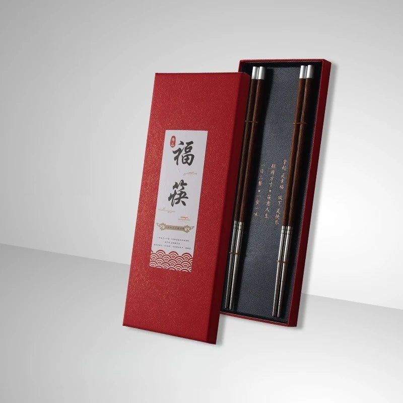 Chicken Wing Wood Stainless Steel Chopsticks Gift Set (2/10 Pairs) - Aptiaide14:20000369910 pairs of blue B-15