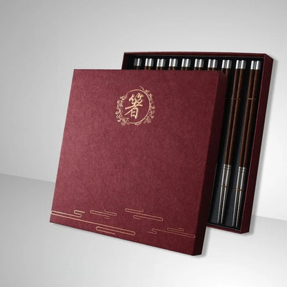 Chicken Wing Wood Stainless Steel Chopsticks Gift Set (2/10 Pairs) - Aptiaide14:20000369910 pairs of blue B-3