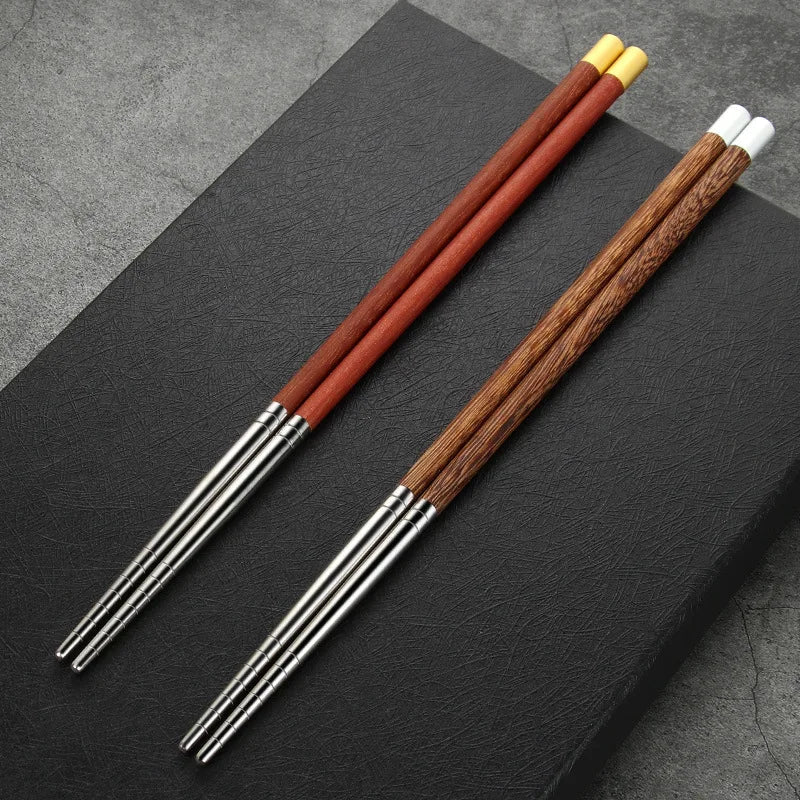 Chicken Wing Wood Stainless Steel Chopsticks Gift Set (2/10 Pairs) - Aptiaide14:20000369910 pairs of blue B-1