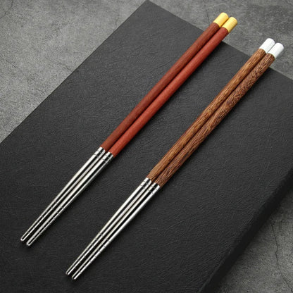 Chicken Wing Wood Stainless Steel Chopsticks Gift Set (2/10 Pairs) - Aptiaide14:20000369910 pairs of blue B-1