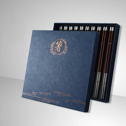 Chicken Wing Wood Stainless Steel Chopsticks Gift Set (2/10 Pairs) - Aptiaide14:20000369910 pairs of blue B-1