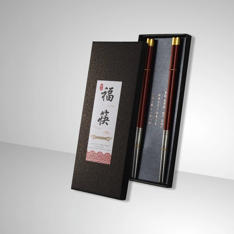 Chicken Wing Wood Stainless Steel Chopsticks Gift Set (2/10 Pairs) - Aptiaide14:20000369910 pairs of blue B-13