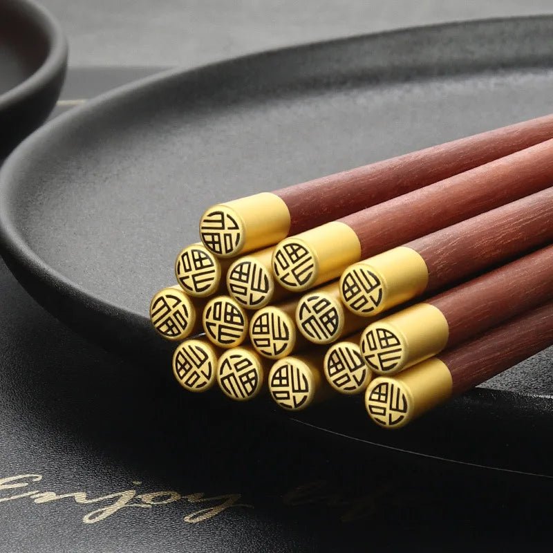 Chicken Wing Wood Stainless Steel Chopsticks Gift Set (2/10 Pairs) - Aptiaide14:20000369910 pairs of blue B-1