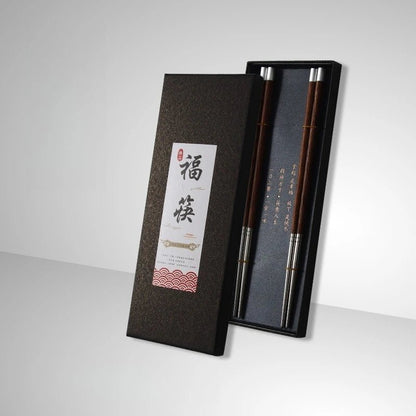 Chicken Wing Wood Stainless Steel Chopsticks Gift Set (2/10 Pairs) - Aptiaide14:20000369910 pairs of blue B-5