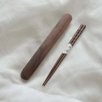 Chinese black walnut tortoise shell tangent wooden chopsticks (2 Pairs) - Aptiaide14:19323cm