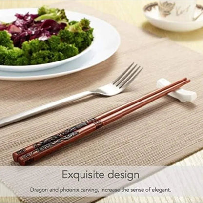 Chinese Dragon and Phoenix Design Chopsticks Set (2 Pairs) - Aptiaide200007763:201336106