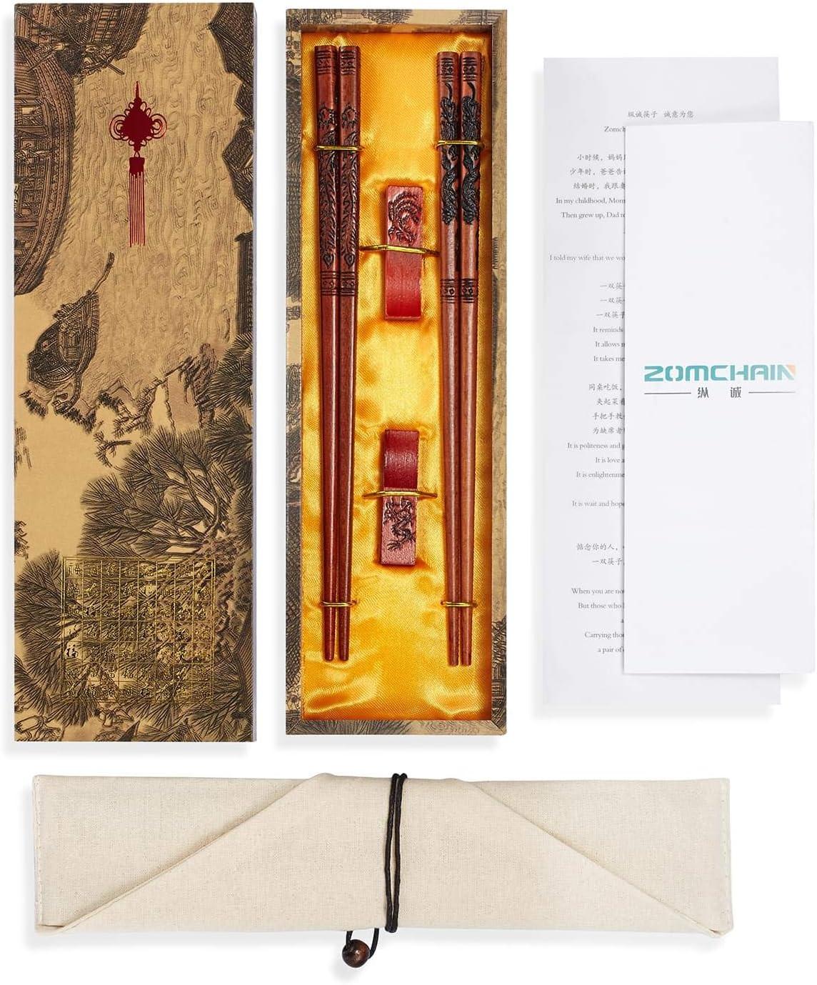 Chinese Dragon and Phoenix Design Chopsticks Set (2 Pairs) - Aptiaide200007763:201336106