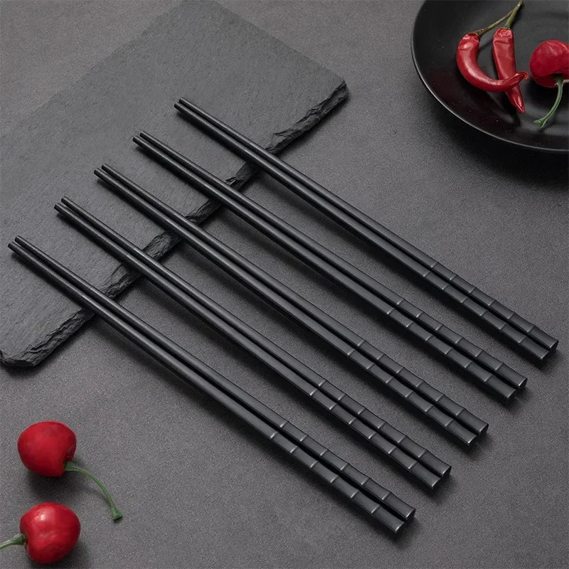 Food Grade High Temperature Alloy Chopsticks (5/10 Pairs) - Aptiaide14:691D-24CM-5 Pair