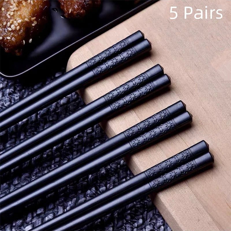 Food Grade High Temperature Alloy Chopsticks (5/10 Pairs) - Aptiaide14:691D-24CM-5 Pair