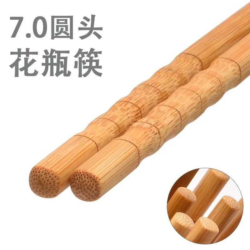 Handmade Carbonized Bamboo Chopsticks (5 Pairs) - Aptiaide14:10Round head