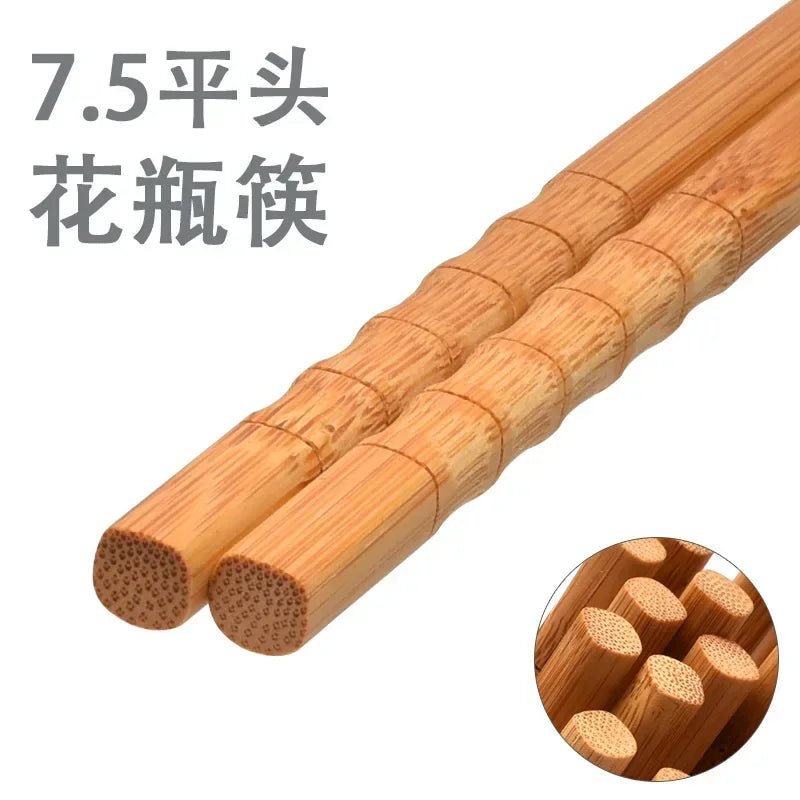 Handmade Carbonized Bamboo Chopsticks (5 Pairs) - Aptiaide14:193Flat head