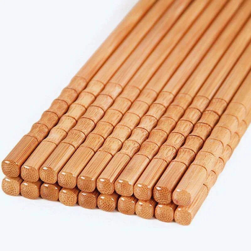 Handmade Carbonized Bamboo Chopsticks (5 Pairs) - Aptiaide14:193Flat head