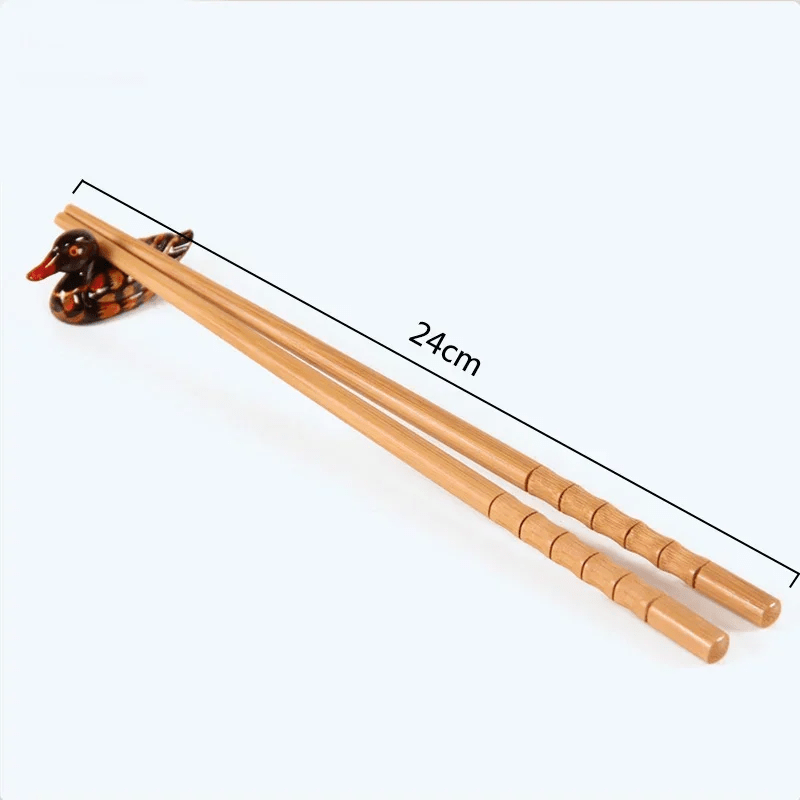 Handmade Carbonized Bamboo Chopsticks (5 Pairs) - Aptiaide14:10Round head