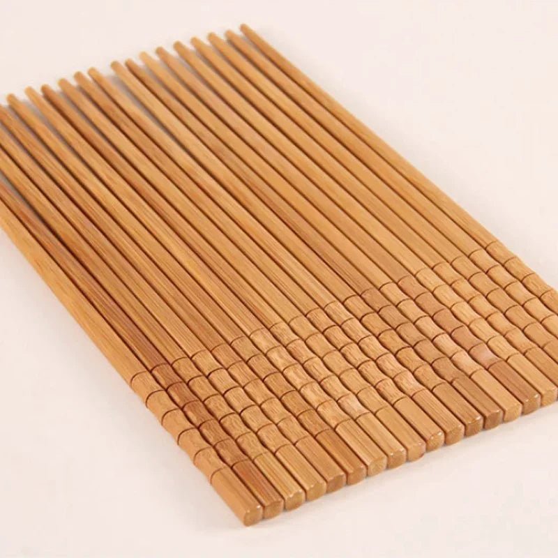 Handmade Carbonized Bamboo Chopsticks (5 Pairs) - Aptiaide14:193Flat head