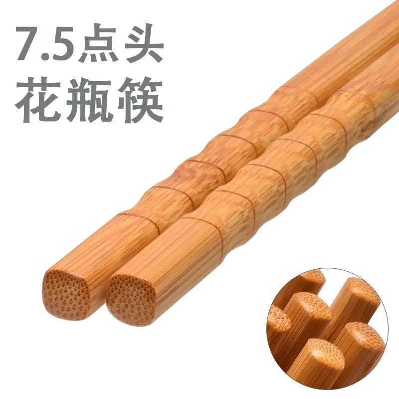 Handmade Carbonized Bamboo Chopsticks (5 Pairs) - Aptiaide14:175Half round head