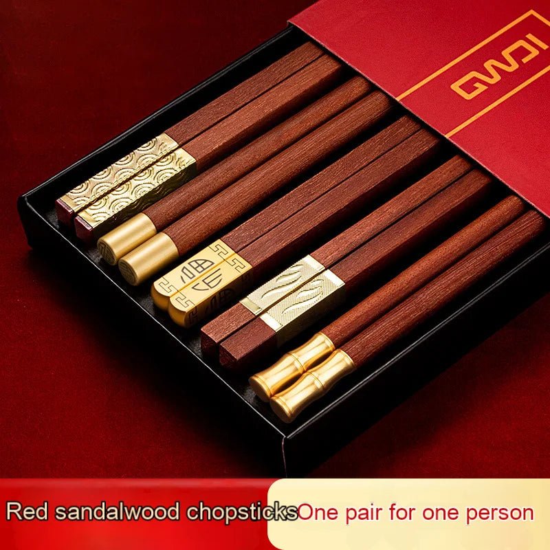 High Quality Red Wooden Chopsticks Set (5/6/8/10 Pairs) - Aptiaide14:1935 Pair