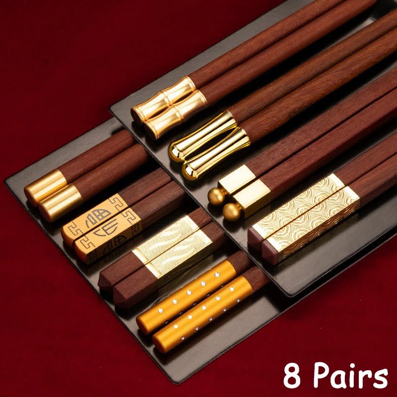 High Quality Red Wooden Chopsticks Set (5/6/8/10 Pairs) - Aptiaide14:108 Pair