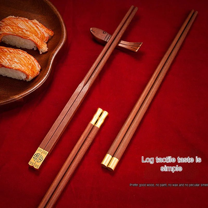 High Quality Red Wooden Chopsticks Set (5/6/8/10 Pairs) - Aptiaide14:1935 Pair