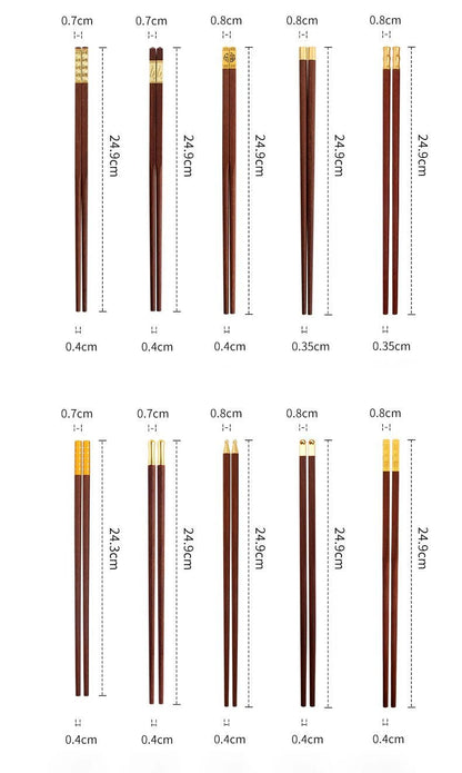 High Quality Red Wooden Chopsticks Set (5/6/8/10 Pairs) - Aptiaide14:1935 Pair