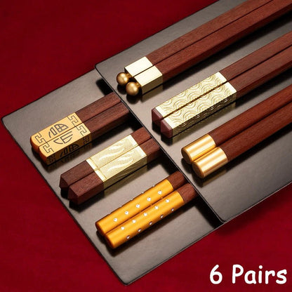 High Quality Red Wooden Chopsticks Set (5/6/8/10 Pairs) - Aptiaide14:1756 Pair