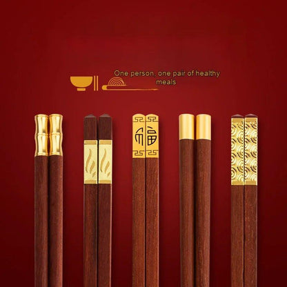 High Quality Red Wooden Chopsticks Set (5/6/8/10 Pairs) - Aptiaide14:69110 Pair