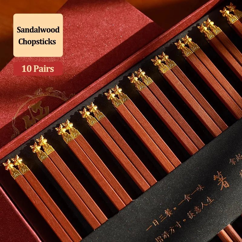 Luxury Dragon Carved Wooden Chopsticks Gift Box (6/10 Pairs) - Aptiaide14:1052Dragon-B10Pairs