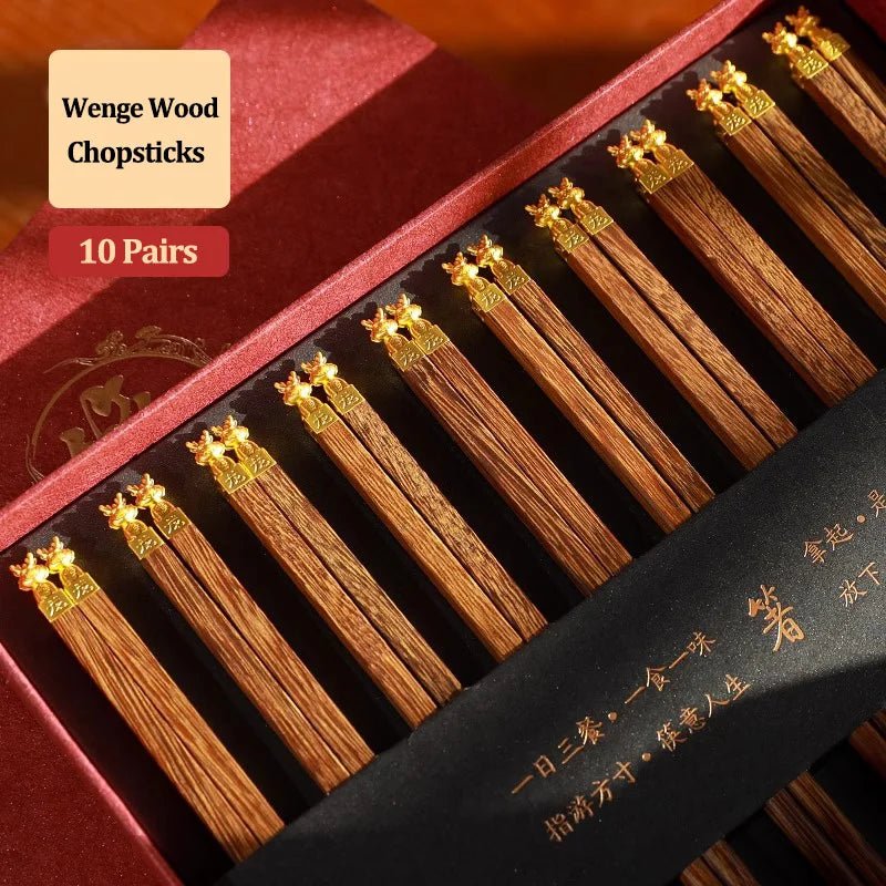 Luxury Dragon Carved Wooden Chopsticks Gift Box (6/10 Pairs) - Aptiaide14:366Dragon-A10Pairs