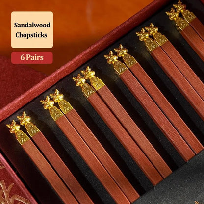 Luxury Dragon Carved Wooden Chopsticks Gift Box (6/10 Pairs) - Aptiaide14:10Dragon-B6Pairs