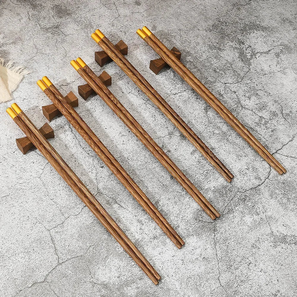 Natural Wood Chinese Chopsticks Gift Set (5 Pairs) - Aptiaide14:175Grey gift box