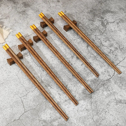 Natural Wood Chinese Chopsticks Gift Set (5 Pairs) - Aptiaide14:175Grey gift box