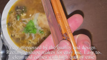 Chinese Dragon and Phoenix Design Chopsticks Set (2 Pairs)